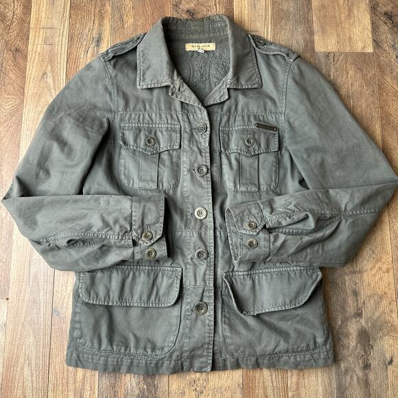 See By Chloe Paris Denim Jacket Women's Size 10 Green‎ Boho Hippie Embroidered - Picture 1 of 11